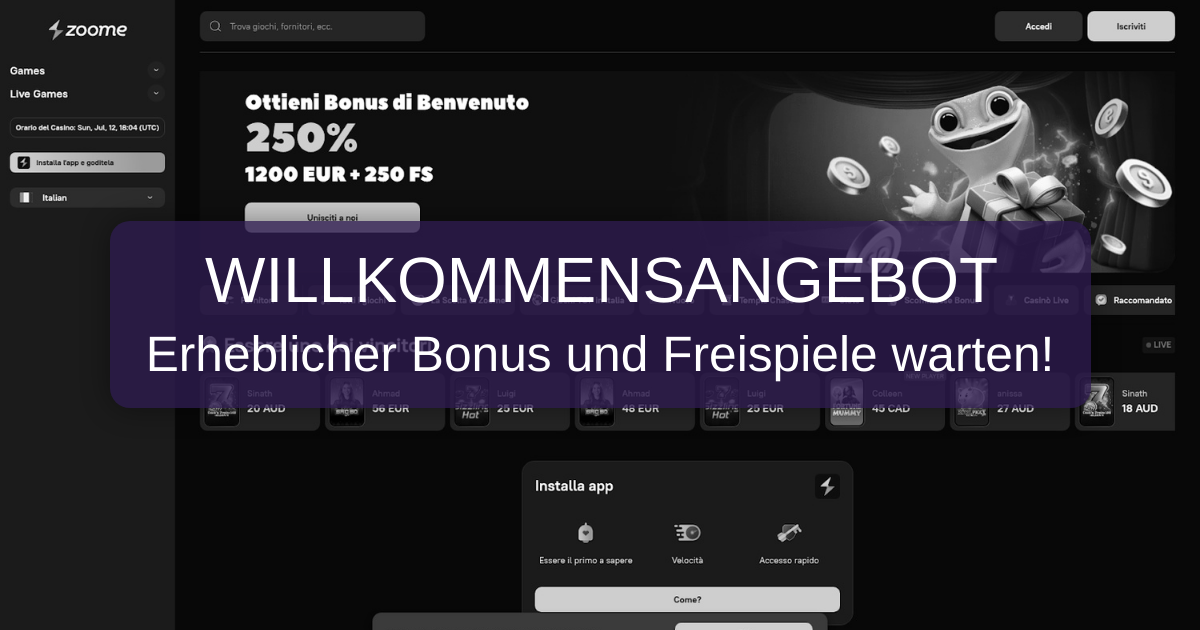 Zoome Casino: Offizielle Website und Bonus